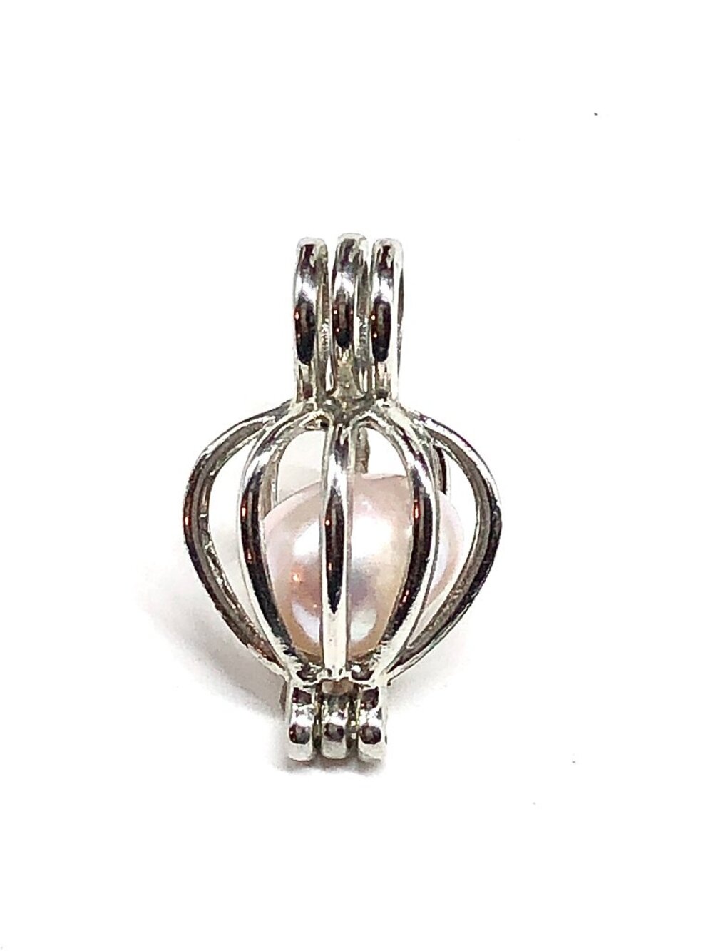 Silver Cage Pearl Pendant Pink Freshwater Pearl Silver Locket Pendant